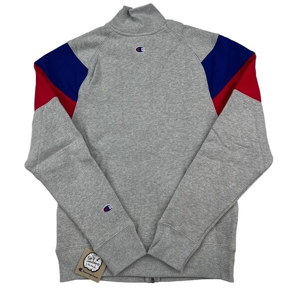 New Champion Men US XS Grey Full Zip Track Jacket Reverse Weave Colorblock  - Picture 2 of 9